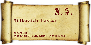 Milkovich Hektor névjegykártya